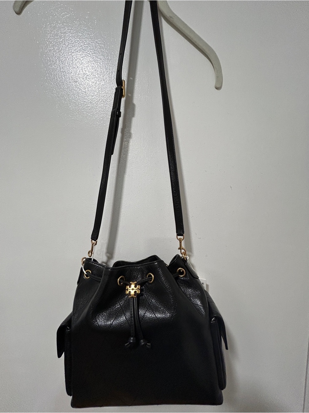 NWT Tory Burch Charlie Quilted Leather Drawstring Bag - Small Size